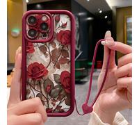 Custodia per telefono con fiore, 1 pezzo, custodia per telefono con motivo a rosa e bracciale a forma di cuore, design protettivo con foro per fotocamera, compatibile con 11 Pro Max/12 Pro Max/13 Pro