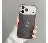Custodia per telefono con glitter a forma di cuore doppio, stile minimalista, compatibile con Apple 17 Pro Max/16/15/14/13/12/11, Galaxy S25 Ultra/S24/S23/S22/S21/S20, Honor X7C/X9C, Redmi Note Series