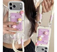 Custodia per telefono con portacard e fiori 3D, compatibile con Applee 16 Pro Max/15 Pro Max, Nuovo 11, 12, 14 Pro/13, cover protettiva morbida compatibilePhone 17 Pro Max/17/Pro/17 Plus/17, design cr