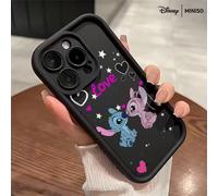 Custodia per telefono con stampa di Stitch e Angel "Love" della coppia, in stile MINISO X Disney, compatibile con iPhone 17/17 Pro/17 Pro Max/17 Air/16/15/14/13/12/11/X, idea regalo per la fidanzata X