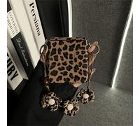 Custodia per telefono con stampa leopardata di lusso e classica, con fiori e catena bracciale, compatibile con Samsung Galaxy ZFlip7 Z Flip6 ZFlip 5 Zflip6 Zflip5, cover posteriore antiurto Galaxy Z F