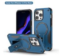 Custodia per telefono con supporto magnetico Stealth, compatibile con iPhone 15, con supporto per cordino, ricarica illimitata, custodia protettiva
