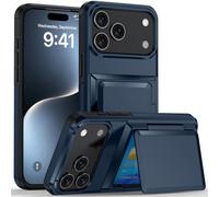 Custodia per telefono con supporto per carte di credito blu per 18 Pro Max | Supporto protettivo per PC, con slot per schede nascosto per la protezione quotidiana del telefono