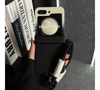 Custodia per telefono di lusso con sfumatura di colore nero e grigio, con cinturino da polso rimovibile, compatibile con Samsung Galaxy Z Flip 5/6/Z Flip6/ZFlip 5/Zflip6/Zflip5/Flip4/Flip3, cover post