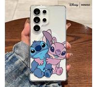 Custodia per telefono Disney Lilo & Stitch con design di Stitch e Angel che si abbracciano, trasparente, magnetica e antiurto, adatta per Samsung S26 Ultra/S26 Edge/S26 Plus/S26/S25 Ultra/S25 Plus/S25