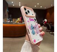 Custodia per telefono Disney Lilo & Stitch, design a tema "Amore" con Stitch e Angel in posa romantica, trasparente, antiurto e magnetica, per iPhone 17/17 Pro/17 Pro Max/17 Air/16/15/14/13/12/11/Seri