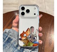Custodia per telefono Disney Zootopia Nick & Judy, design di personaggi cartoni animati della coppia dinamica, compatibile con iPhone 17/17 Pro/17 Pro Max/17 Air/16/15/14/13/12/11/X, custodia per iPho