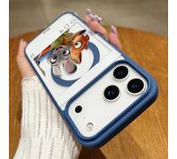 Custodia per telefono Disney Zootopia Nick & Judy, design stile Polaroid per social media, trasparente, magnetica, antiurto, per iPhone 17/17 Pro/17 Pro Max/17 Air/16/15/14/13/12/11/Serie X, Custodia