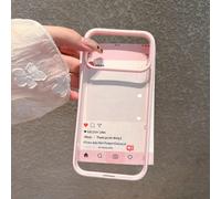 Custodia per telefono in acrilico trasparente, con elementi di design minimalista rosa, interfaccia di app social media, compatibile con iPhone 17 Pro Max/17 Pro/17 Air/17/16 Pro Max/16/16 Pro/16 Plus