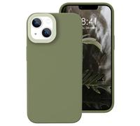 Custodia per telefono in gomma gel di silicone liquido morbido, rivestimento in microfibra antigraffio, protezione contro le cadute, custodia protettiva per iPhone 15, colore: oliva