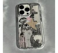 Custodia per telefono in lega con elementi di collage alla moda, elemento labbra, cornice in metallo vintage 1 pezzo, trasparente, personalizzata con motivo puzzle collage in inglese con elementi di s