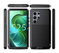 Custodia per telefono in metallo nero per Galaxy S25 Ultra Custodia per cellulare resistente agli urti S25 Ultra Metal Gorilla Case antiurto resistente metallo robusto protezione Defender Case Cover