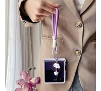 Custodia per telefono in morbido viola con cinturino portatile a nuvola, compatibile con Samsung Galaxy ZFlip7 Z Flip6 ZFlip 5 Zflip6 Zflip5, cover posteriore antiurto, custodia per telefono compatibi