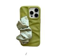 Custodia per Telefono in Raso Scrunchie Compatibile con Iphone 17 16 15 14 13 Pro Max Custodia Protettiva Antiurto in Silicone Opaco con Cinturino Mano (Bianco sporco,per iPhone 15 Pro Max)