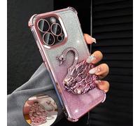 Custodia per telefono in silicone di lusso con finitura elettrolitica rosa trasparente, supporto creativo a forma di cigno, glitter e strass in stile Y2K, antiurto e resistente agli urti, nuova moda e