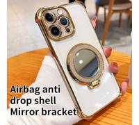 Custodia per telefono in TPU elettroplaccato con specchio per trucco magnetico anti-caduta trasparente, compatibile con iPhone 17/6/7/8/X/XS/XR/11/12/13/14/15/16e, Galaxy S22/23/24, A04/05/06/A07/A17/