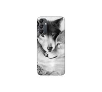 Custodia per telefono - MANIACASE - Samsung Galaxy A34 - Silicona - Nero e bianco - Lupo e lupa