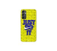Custodia per telefono - MANIACASE - Samsung Galaxy A34 - Silicone - Logo 'Just Do It' - Colore Blu/Giallo