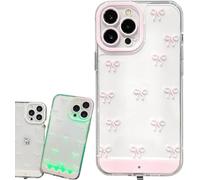 Custodia per telefono MASINIES con fiocco LED, custodia luminosa in stile fiocco, si illumina quando arriva una chiamata, adorabile luce per iPhone 17/16 Plus Pro Max Rosa