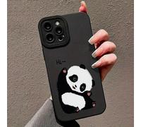 Custodia per telefono minimalista e carina con stampa di panda, protezione a 360 gradi, custodia nera in TPU, resistente e antiurto - compatibile con iPhone e Galaxy, versione internazionale, non la v