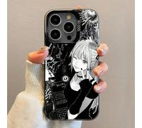 Custodia per telefono Misa D-Death N-Note per iPhone 16, 15, 14, 13, 12, 11, Pro, Max, Plus, Mini, SE, antiurto, nera opaca iPhone16Pro,iphone13pro,iPhone11Pro,iphone13ProMax,iphone16ProMax,iphone14Pr