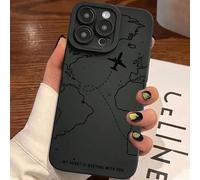 Custodia per telefono morbida e antiurto, con bordi perforati, disegni di mappe e aerei colorati, motivo di rotte aeree, slogan amore "Il mio cuore batte con te", compatibile con e Galaxy, adatta per