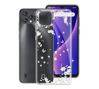 Custodia per telefono per Oscal C60 Pro (6,53 pollici), KJYF antiurto Shell Bumper per Oscal C60 Pro, Cover posteriore trasparente antigraffio [Sottile X Anti-ingiallimento] - Fiore bianco