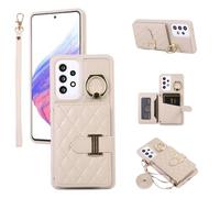 Custodia per telefono per Samsung Galaxy A53 5G Custodia a portafoglio con tracolla a tracolla e porta carte di credito in pelle Anello di rotazione a 360 ° Cavalletto Stand Cell A 53 G5 53A SM A536U