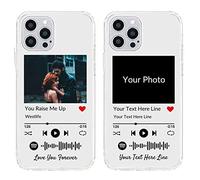 Custodia per telefono personalizzata per iPhone 12 Pro Max, cover per foto personalizzata con stili Spotify, morbida placca musicale fai da te trasparente per compleanno