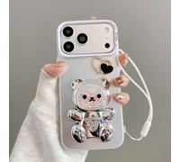 Custodia per telefono placcata in colori metallici, con conchiglia d'argento, staffa e set completo, compatibile con Apple 11/12/13/14/15 Pro Max, S22/23/24+, OPPO, VIVO, Redmi 13c Galaxy S20,Galaxy S