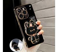 Custodia per telefono placcata in metallo di lusso con supporto creativo a forma di gattino carino, specchio per il trucco integrato, nuova cover morbida in silicone alla moda e antiurto, compatibile 