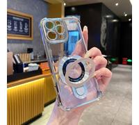 Custodia per telefono placcata trasparente e alla moda con supporto magnetico, copri-telefono ammortizzante e con airbag per iPhone 16/15/14/13/12/11/XS/XR/XS Max/Plus/X 6A/7B/8B, Galaxy, P30 Lite, Ho