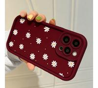 Custodia per telefono rossa a schermo intero, antishock, con dipinti UV a margherite, adatta per iPhone 17, 16, 15, 14, 13, S26, S25, S24, Honor 400Lite, 200Pro, Honor A5, X9, X8, X6, 9X, Smart 6/7/8/