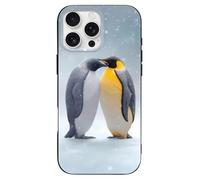 Custodia per telefono stampata con due pinguini innevati, compatibile con iPhone 16/16 Plus/16 Pro/16 Pro Max/16 E, divertente e leggera protezione per telefoni in TPU