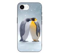 Custodia per telefono stampata con due pinguini innevati, compatibile con iPhone 16/16 Plus/16 Pro/16 Pro Max/16 E, divertente e leggera protezione per telefoni in TPU