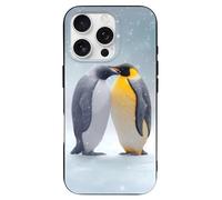 Custodia per telefono stampata con due pinguini innevati, compatibile con iPhone 16/16 Plus/16 Pro/16 Pro Max/16 E, divertente e leggera protezione per telefoni in TPU