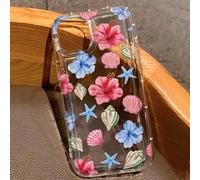 Custodia per telefono stile vacanza resistente agli urti e alla moda, custodia per telefono trasparente con stampa di fiori di ibisco e banane estive, adatta per iPhone 16/14/15/15Pro/15Plus/15ProMax/