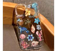 Custodia per telefono stile vacanza resistente agli urti e alla moda, custodia per telefono trasparente con stampa di fiori di ibisco e banane estive, adatta per iPhone 16/14/15/15Pro/15Plus/15ProMax/