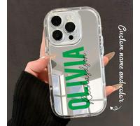 Custodia per telefono trasparente con finitura a specchio personalizzata con nome 3D e cuscino d'aria, compatibile con 11/12/13/14/15 Pro Max, regalo unico per lei, fidanzato, fidanzata, coppia, anniv