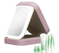 Custodia per trucchi a LED, con batteria da 1200 mAh, con specchi, in pelle, illuminata, contenitore antipolvere per accessori per ragazze, organizer da viaggio per viaggi, tour, feste, Sakura