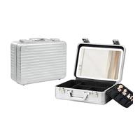 Custodia Per Trucchi In Alluminio Borsa Per Il Trucco Da Viaggio Con Specchio Illuminato Partizionabile Makeup Train Case Cosmetic Con 3 Modalità Di Colore Dimming Light Up Mirror