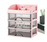 Custodia Per Trucco - 8.98x6.89x11.22 Pollici Scatola Di Stoccaggio Per La Cura Della Pelle, Organizzatore Di Vanità Con Cassetti, Vetrine Cosmetiche Per Banco, Stoccaggio Per Cosmetici E Gioielli, Or