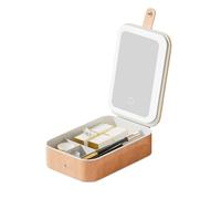 Custodia Per Trucco A LED Con Specchio | Scatola Per Cosmetici - Custodia Per Cosmetici Leggera A LED Con Texture Pelle Di Di Grandi Dimensioni Per Donna