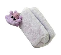 Custodia per trucco con cerniera e esterno in peluche, Purple | Organizer cosmetico squadrato e accento fascino per la vanità o lo stoccaggio da viaggio