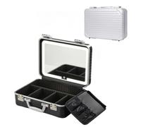 Custodia Per Trucco Con Specchio A LED Vanity Case Rimovibile Con Specchio Luminoso Makeup Artist Carry Vanity Box Con Divisori Porta Pennelli Da Trucco, Nero