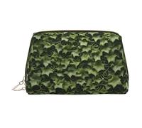 Custodia per trucco portatile con stampa floreale con motivo a vortici e edera, spazioso organizer progettato per pennelli e articoli da toeletta, Oro, One Size