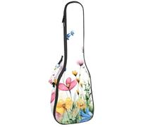 Custodia per ukulele, 58,4 cm, con imbottitura con fiori selvatici e farfalle gialle, con custodia e manico spesso, Multicolore 02, 25.9x9x3.1in/66x23x8cm, Organizer per borse