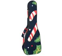 Custodia per ukulele, 58,4 cm, con imbottitura natalizia con bastoncini di zucchero e foglie di agrifoglio, con custodia e manico spesso, Multicolore 03, 25.9x9x3.1in/66x23x8cm, Organizer per borse