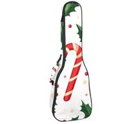 Custodia per ukulele, 58,4 cm, con imbottitura natalizia con bastoncini di zucchero e foglie di agrifoglio, con custodia e manico spesso, Multicolore 02, 25.9x9x3.1in/66x23x8cm, Organizer per borse