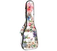 Custodia per ukulele, 58,4 cm, graziosa lettera A con fiori colorati, imbottitura estetica, custodia per il trasporto con custodia e manico spesso, Multicolore 05, 25.9x9x3.1in/66x23x8cm, Organizer